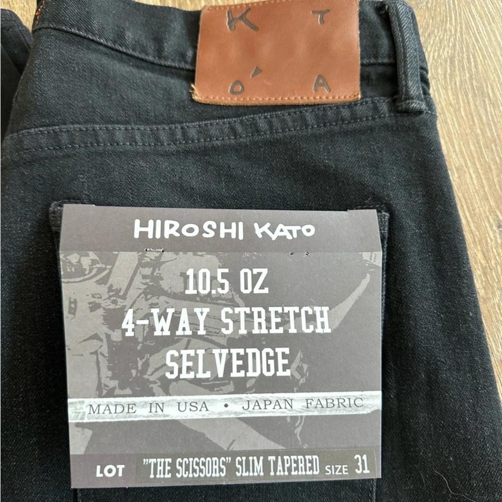 NEW hiroshi kato scissors slim tapered selvedge jeans cole wash black size 31